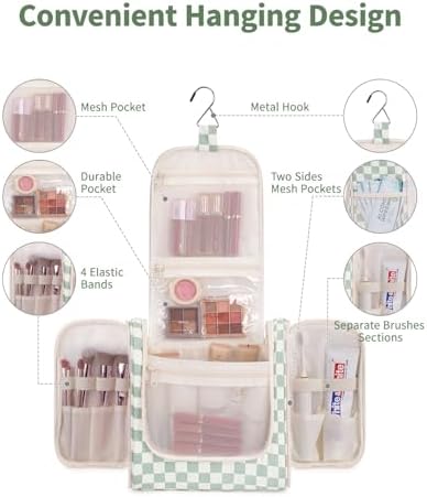 Narwey Checked Hanging Travel Toiletry Bag for Women