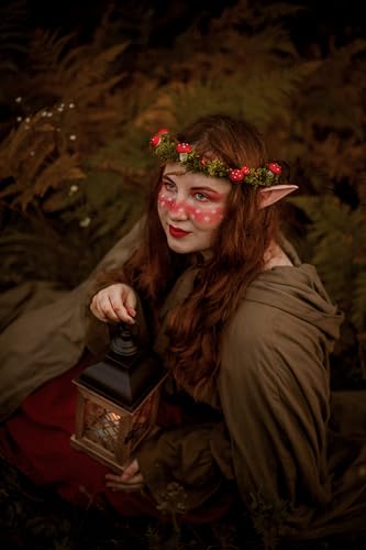 MOSTORY Green Elf Mushroom Crown Headband for Women Girls