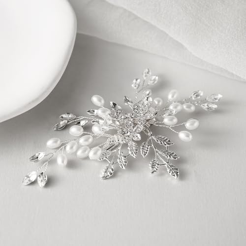 SWEETV Rhinestone Wedding Hair Clip for Women Girls