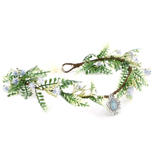 SuPoo Elf Crown with Rhinestones and Flowers for Women