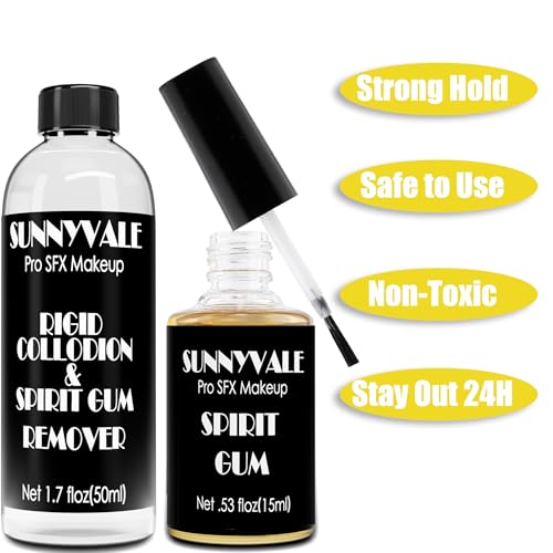 Sunnyvale Spirit Gum Adhesive and Remover Kit - 15ml for Face Body Prosthetics