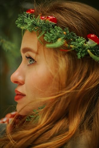 MOSTORY Green Elf Mushroom Crown Headband for Women Girls