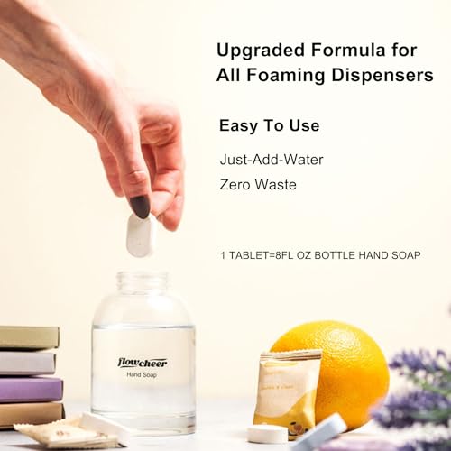 Flowcheer Foaming Hand Soap Tablets - 11 oz Glass Dispenser Combo