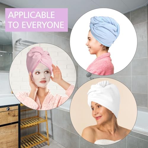 YoulerTex Microfiber Hair Towel Set - 5 Pack Turban Shower Cap