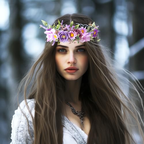 Vivivalue Purple Fairy Floral Crown Headband 1
