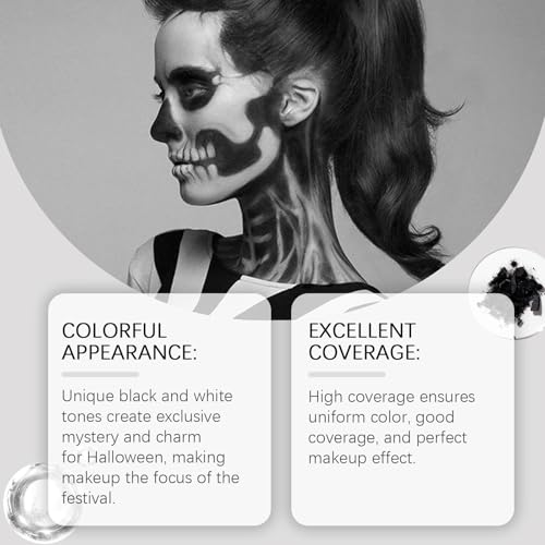 Halloween Face Paint Kit - Black White Full Coverage Cosplay Makeup