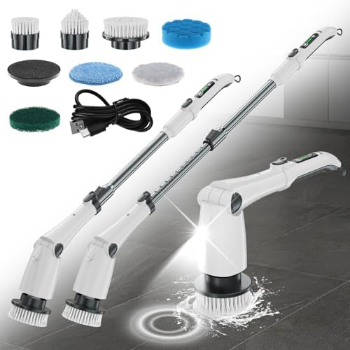 Livem Electric Spin Scrubber with 3 Speed and 7 Replaceable Brushes