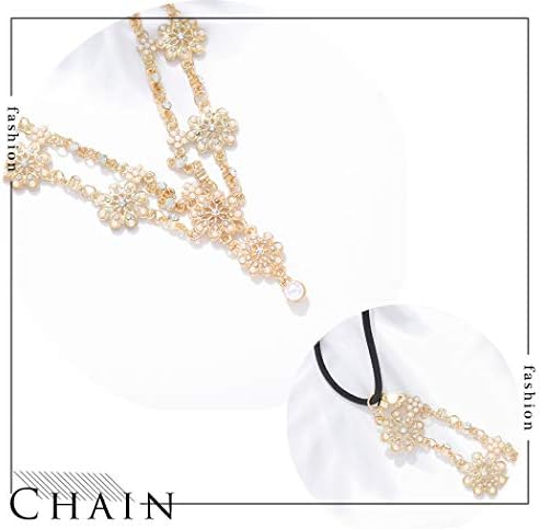 Aceorna Gold Silver Rose Gold Chain Floral Headband for Women