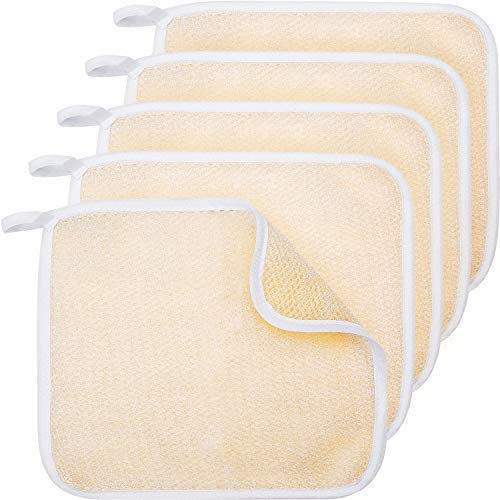 Tatuo 5 Pcs Exfoliating Scrub Wash Cloths for Face and Body