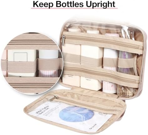 BAGSMART Toiletry Bag Organizer with TSA Approved Transparent Cosmetic Bag - Medium Pink