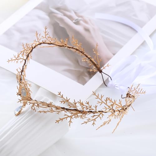Vivivalue Gold Elf Flower Crown Headband 1