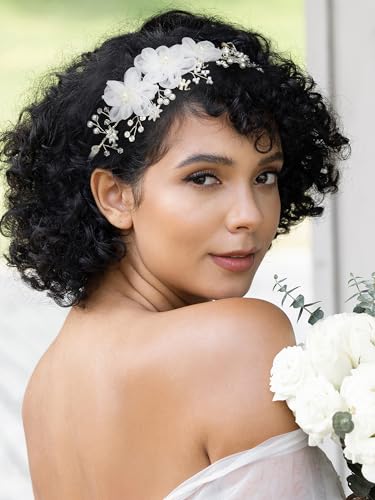 SWEETV Silver Rhinestone Wedding Headband for Bride