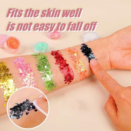 12 Colors Body Glitter with 2 Makeup Brushes