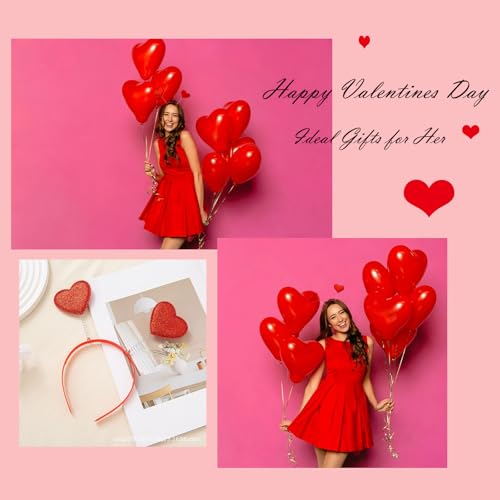 Glitter Heart Valentine Headband for Women Girls