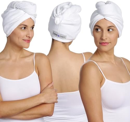 Turbie Twist 3-Pack Cotton Hair Towel Wrap - White