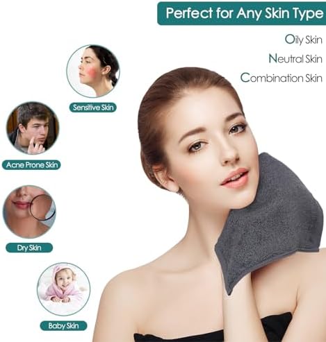 Jeffsun 6-Pack Face Wash Cloths 10x10 Inch Reusable Skin Friendly Towels