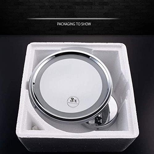 DEIHGE Makeup Mirror with LED Light Wall Mount 8 Inches 3X Magnification