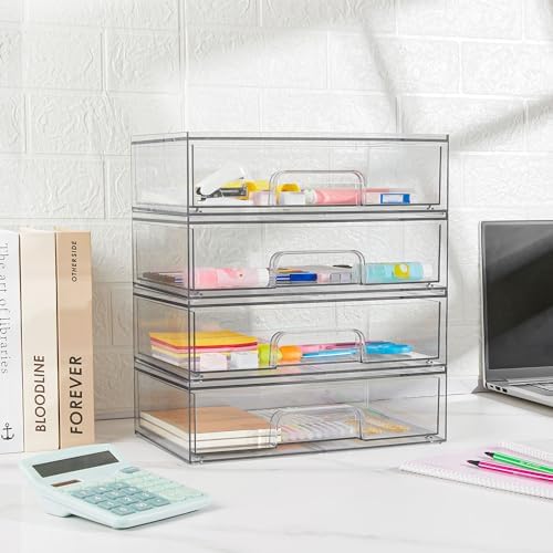 Vtopmart 121 W Clear Stackable Storage Drawers 2 Pack