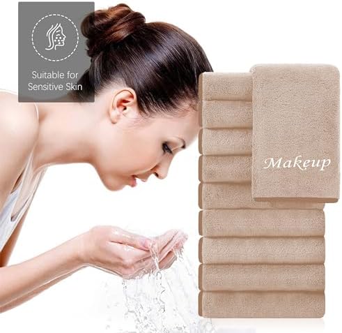Cosy Family 10 Pack Makeup Remover Cloths - Soft Microfiber 12x12 in Brown