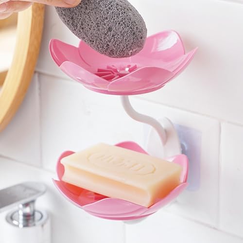 XISAOK Strong Adhesive Wall Soap Dish with Lotuses Design