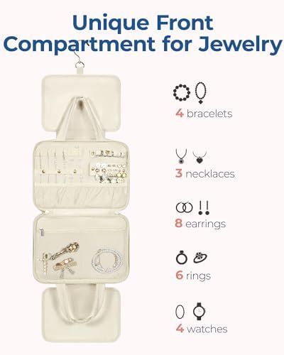BAGSMART Travel Toiletry Bag with Jewelry Organizer