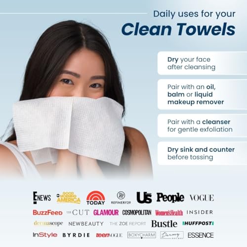 Clean Skin Club XL Face Towels 100 Biobased 50 Ct