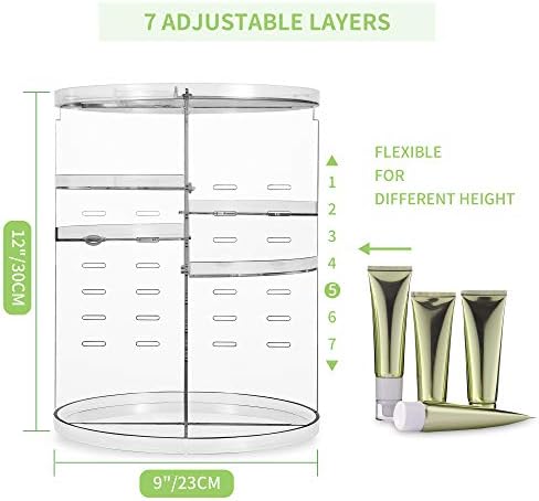 COYAHO 360 Rotating Makeup Organizer - Transparent Spinning Cosmetic Holder Shelf
