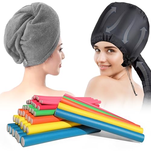 42 Pcs 7 Flexible Rods Heatless Curlers 3 In 1 Set Gray