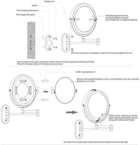 LCARY Wall-Mounted Makeup Mirror 7X Magnification