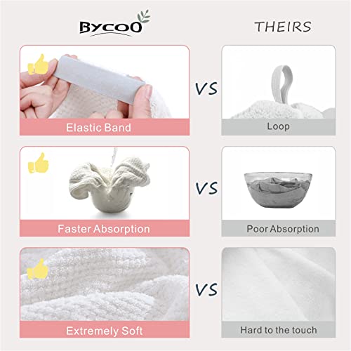 BYCOO Large Microfiber Hair Towel Wrap - White X-Large