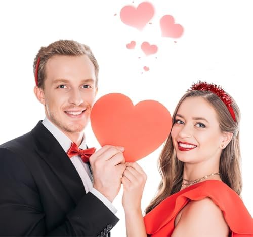HIPIHOM 2PCS Red Heart Headband Set for Valentines Day