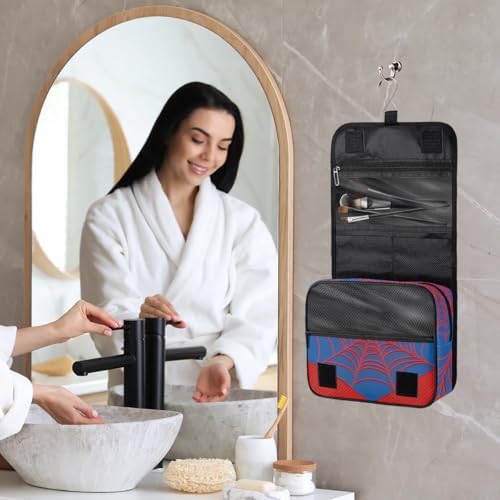 Blue Spider Web Travel Toiletry Bag for Boys Men
