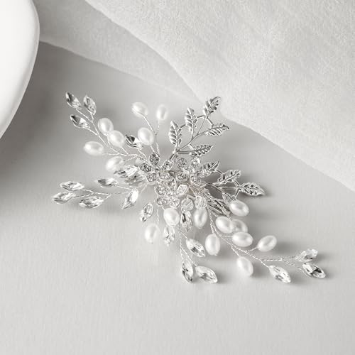 SWEETV Rhinestone Wedding Hair Clip for Women Girls