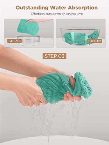 Hicober Microfiber Hair Towel Wrap - Purple Green Grey Pack of 3