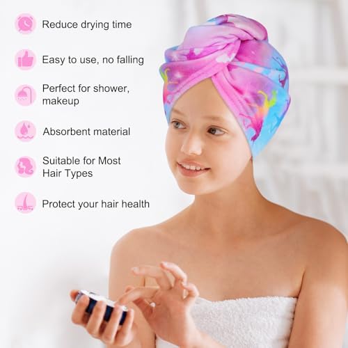 Basumee Microfiber Hair Towel Wrap Unicorn 2 Pack