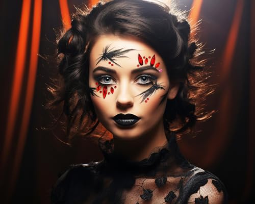 Face Jewels Stick On Costume Gems for Halloween Party Red