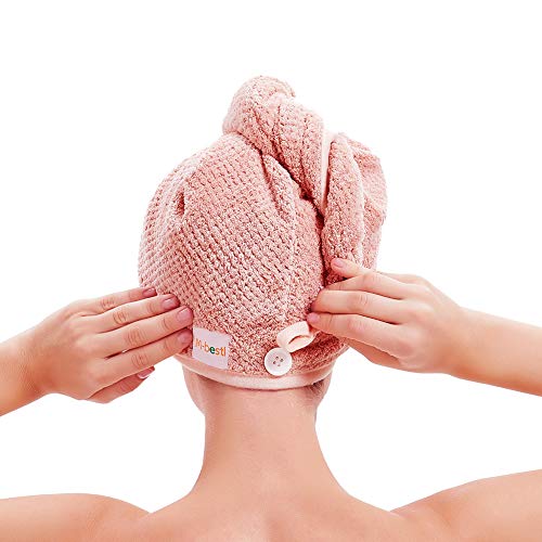 2 Pack Microfiber Hair Towel Wrap with Button 1