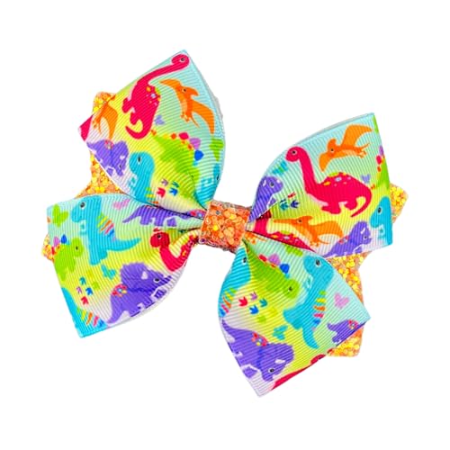 Dinosaur Hair Bow Barrettes for Girls 4 Inch