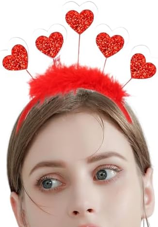 Valentines Day Glitter Heart Headband for Women