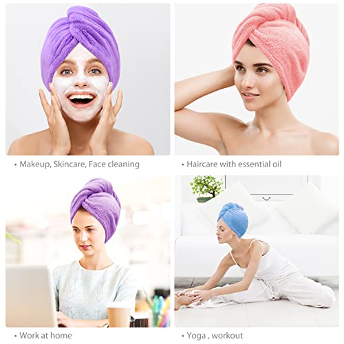 BEoffer Microfiber Hair Towel 3 Pack - Turbans for Women Men Kids
