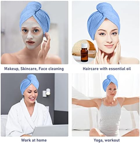 Aivoch 5pcs Microfiber Hair Towels for Wet Hair Drying and Turban Wrap