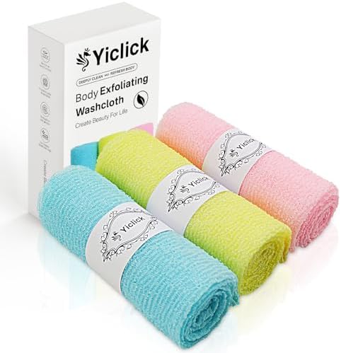 Yiclick Exfoliating Washcloth 3 Pack for Body Scrubbing