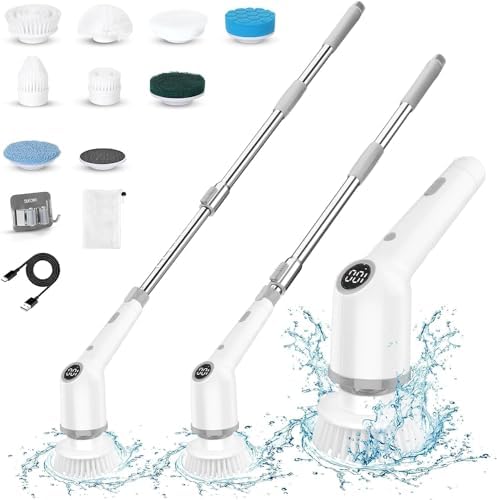 UPMSX Electric Spin Scrubber 9 in 1 with 8 Replaceable Brush Heads