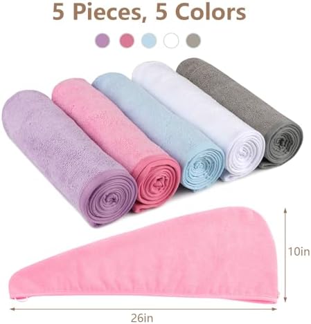 AIDEA Microfiber Hair Towel Wrap 5 Pack