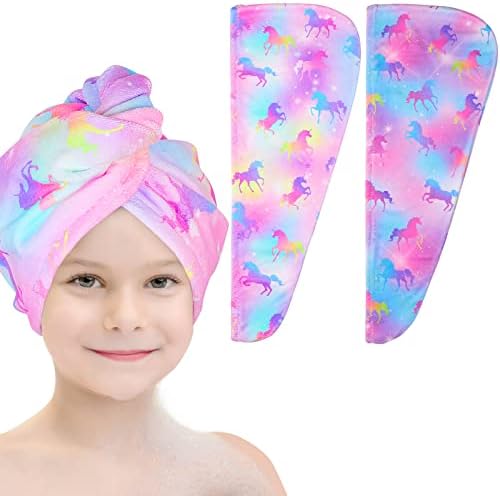 Basumee Microfiber Hair Towel Wrap Unicorn 2 Pack