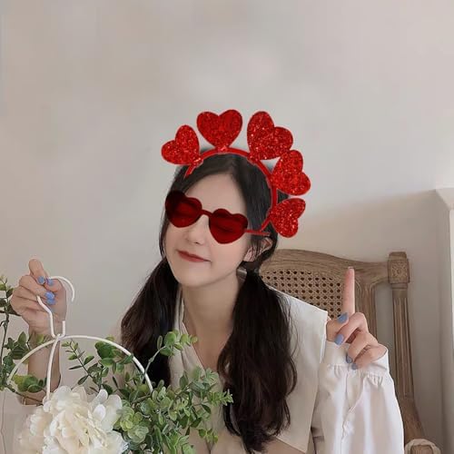 Glitter Heart Headband Sunglasses Set for Valentines Day