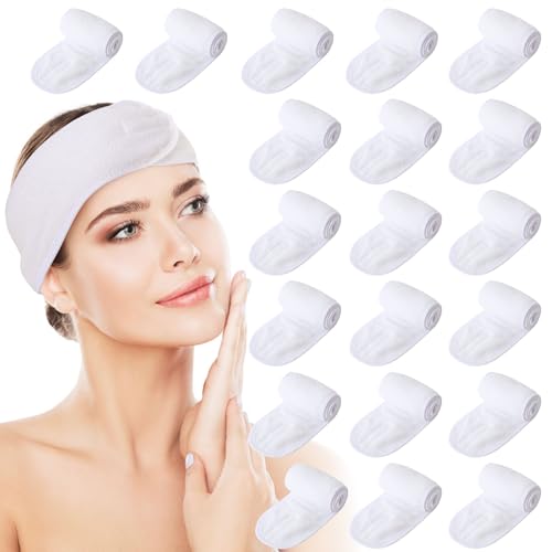 20 Pack Spa Facial Headband for Face Wash Makeup