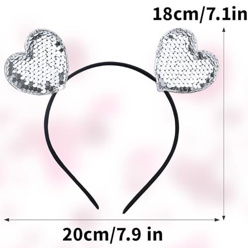 Doneace Valentines Heart Headband with Sequins