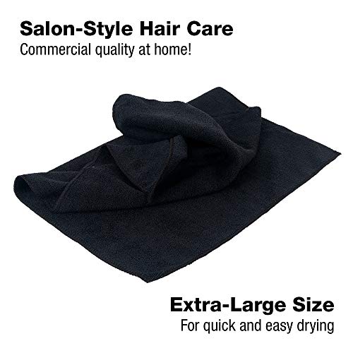 Eurow Microfiber Salon Towels 16x29 Inches 10-Pack Black