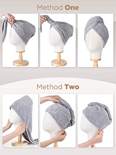Hicober Microfiber Hair Towel Set 3-Pack Anti-Frizz Drying Wrap